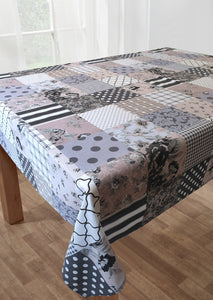 Patchwork Grey - Table Cloth Range Geometric Charcoal Slate White