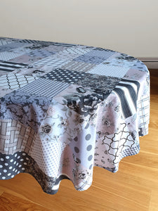 Patchwork Grey - Table Cloth Range Geometric Charcoal Slate White