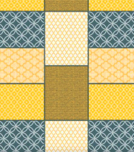 PVC Pattern Tile Yellow - Wipe Clean Table Cloth Mustard Grey White Lattice Geometric