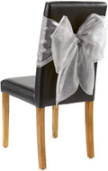 Chair Bows Plain Silver Shimmer - Pack Of 2, Grey Festive Christmas Wedding Party Decorative Range