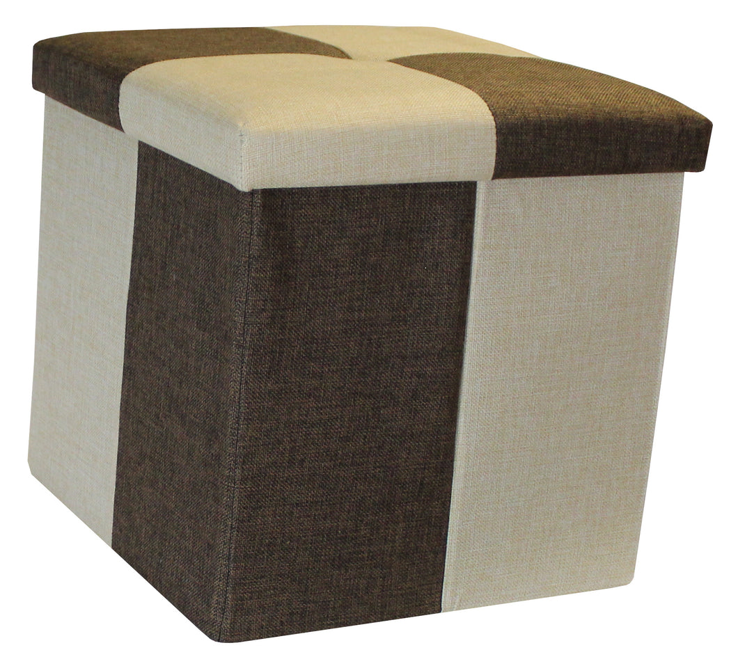 (S) Storage Ottoman - Quattro Brown Natural Beige Seat Stool
