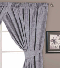Load image into Gallery viewer, Regency Silver - Jacquard Floral Grey Curtain Pair
