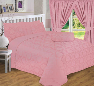 Regency Rose Gold - Jacquard Floral Pink Duvet Cover Set