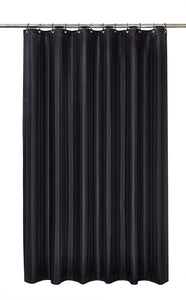 Sateen Stripe Black - Shower Curtain & Ring Set