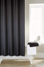 Load image into Gallery viewer, Sateen Stripe Black - Shower Curtain &amp; Ring Set
