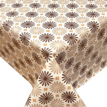 Load image into Gallery viewer, PVC Shasta Daisy Natural - Wipe Clean Table Cloth Lace Flower Print Brown Beige Mink
