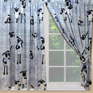 Shaun The Sheep Sleep - Curtain Pair Ewe Plaid Grey Lilac