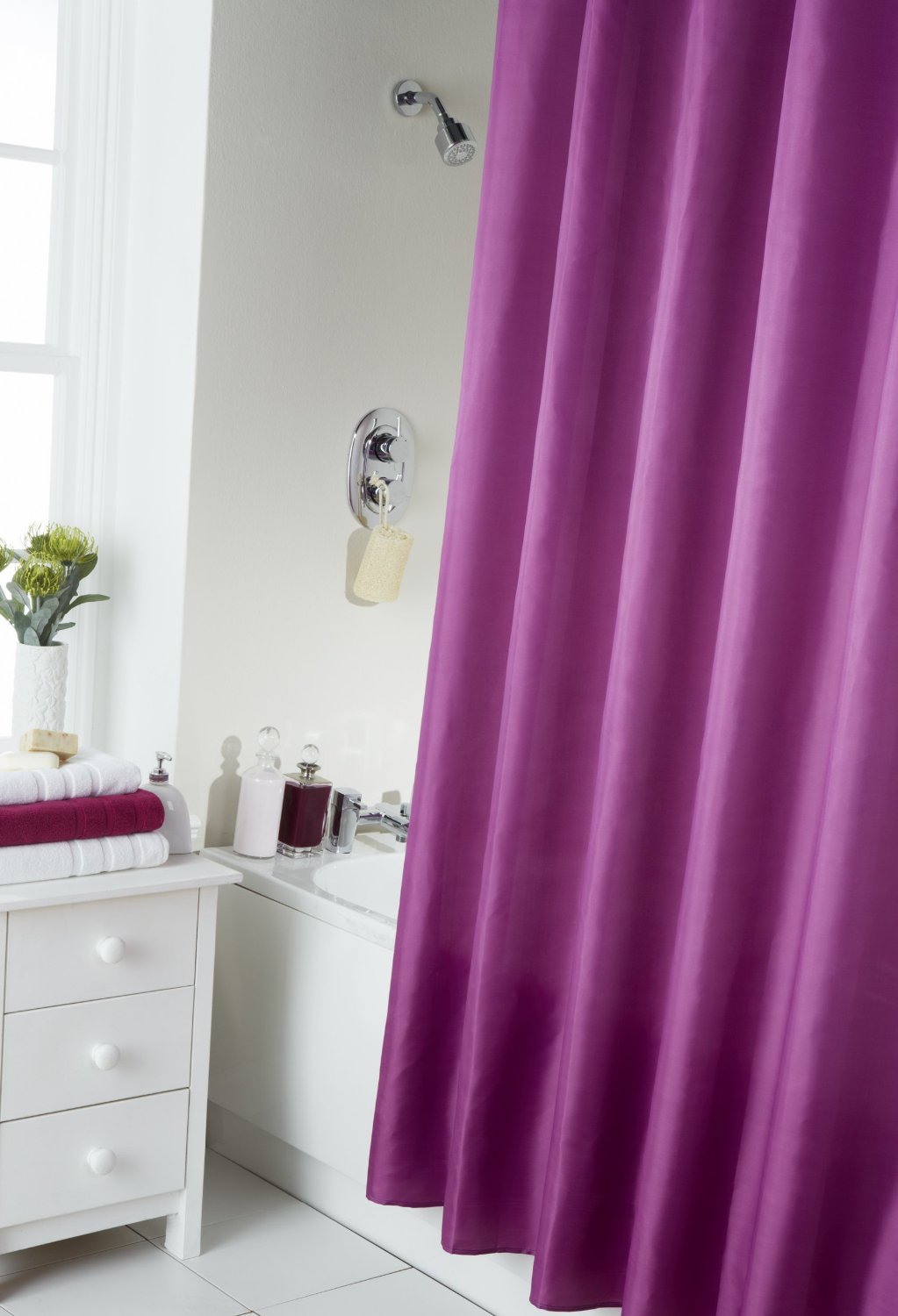 Plain Berry - Shower Curtain & Ring Set Purple