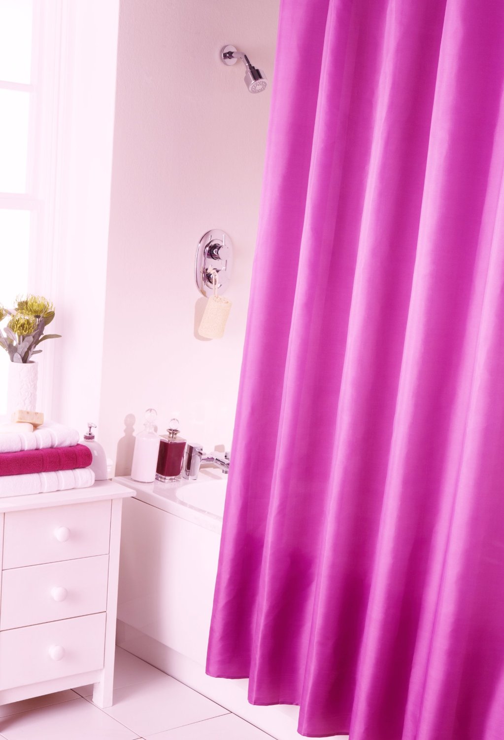 Plain Fuchsia - Shower Curtain & Ring Set Pink
