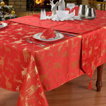 Load image into Gallery viewer, Large Stag Red Gold - Christmas Table Cloth Range Crimson Yellow

