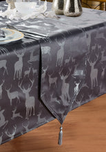 Load image into Gallery viewer, Large Stag Grey Silver - Christmas Table Cloth Range Charcoal Slate Black
