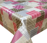 PVC Stitch Patch Purple - Wipe Clean Table Cloth Polka Dot Stripes Gingham Check Pink Charcoal Grey