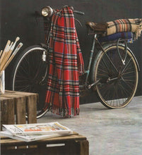 Load image into Gallery viewer, Tartan Check Natural Throw 130cm x 170cm - Red Blue Tasselled

