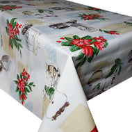PVC Tea Time Red - Wipe Clean Table Cloth Flowers Polka Dot Pie Cakes