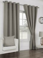 Waffle Silver - Eyelet / Ring Top Curtain Pair Grey