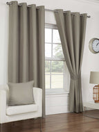 Waffle Taupe - Eyelet / Ring Top Curtain Pair Mink