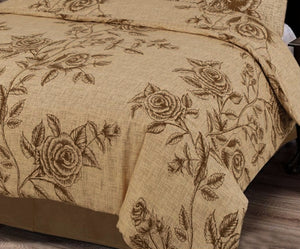 Wild Rose Natural - Duvet Cover Set Beige Brown Flowers