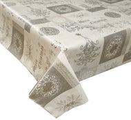 PVC Yuletide - Wipe Clean Table Cloth Xmas Baubles Tree Silver Grey
